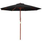 Outdoor Cantilever Umbrella 2.7M UV50+ Water Resistant Polyester Patio Black