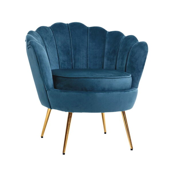 Velvet Accent Chair Shell Back High Resilience Foam Navy Gold Legs 150kg Capacity