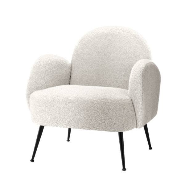 Armchair Lounge Accent Chair Sherpa Boucle Foam Padded White 150kg Capacity