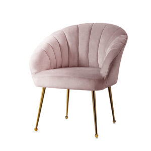 Velvet Armchair Pink Extra Wide High Resilience Foam Golden Legs