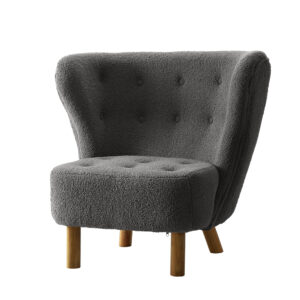 Accent Chair High Back Sherpa Fabric Lounge Armchair Charcoal 150kg Capacity