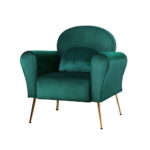 Velvet Armchair Green Extra Wide High Resilience Foam Golden Legs