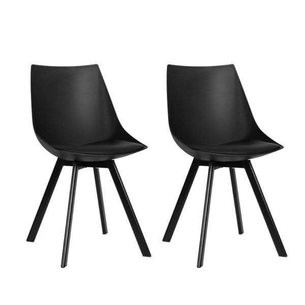 Dining Chairs Set of 2 Cushioned Back PP Steel Black 150kg Capacity Modern Design