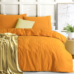 100% Egyptian Cotton Vintage Washed 500TC Mustard Double Quilt Cover Set