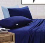 100% Egyptian Cotton Vintage Washed 500TC Navy Blue Double Bed Sheets Set