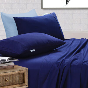 100% Egyptian Cotton Vintage Washed 500TC Navy Blue Double Bed Sheets Set