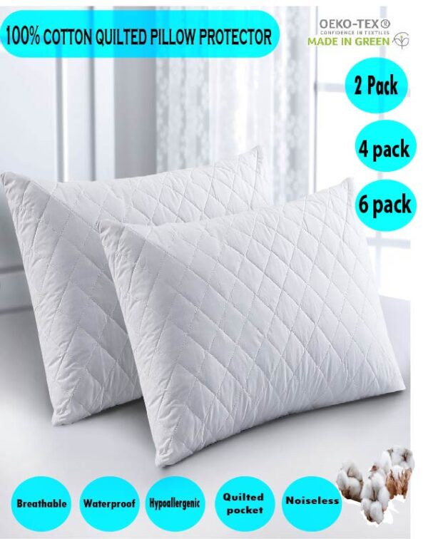 100% Cotton Waterproof Pillow Protector (Pack of 2)