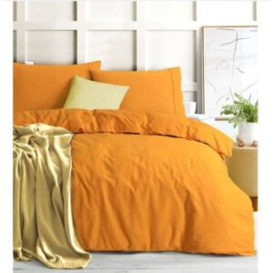 100% Egyptian Cotton Vintage Washed 500TC Mustard King Quilt Cover Set