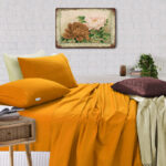 100% Egyptian Cotton Vintage Washed 500TC Mustard 50 cm Deep Mega King Bed Sheets Set