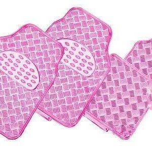 VENOM 4-Piece Car Mat - PINK [Rubber/Aluminium Look]