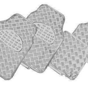 VENOM 4-Piece Car Mat - SILVER [Rubber/Aluminium Look]