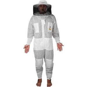 Premium Full Suit 3 Layer Mesh Ultra Cool Ventilated Round Head Beekeeping Protective Gear Size  S