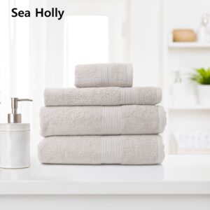 4 Piece Cotton Bamboo Towel Set 450GSM Luxurious Absorbent Plush - Sea Holly