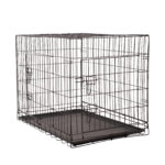 Dog Cage Pet Crate Cat Puppy Metal Cage ABS Tray Foldable Portable Black - 24" - Black