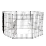 8 Panel Playpen Puppy Exercise Fence Cage Enclosure Pets Black All Sizes - 24" - Black