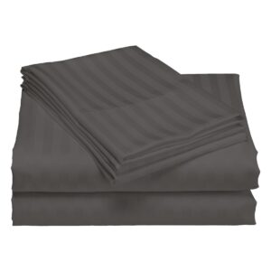 1200TC Quilt Cover Set Damask Cotton Blend Luxury Sateen Bedding - Queen - Charcoal Grey