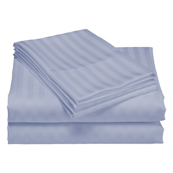 1200TC Quilt Cover Set Damask Cotton Blend Luxury Sateen Bedding - King - Blue Fog