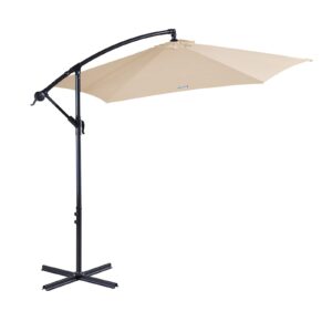 Milano  Outdoor Umbrella Cantilever With Protective Cover Patio Garden Shade - Beige