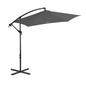 Milano  Outdoor Umbrella Cantilever With Protective Cover Patio Garden Shade - Charcoal