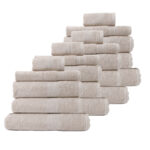 20 Piece Cotton Bamboo Towel Bundle Set 450GSM Luxurious Absorbent - Beige