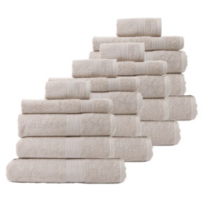 20 Piece Cotton Bamboo Towel Bundle Set 450GSM Luxurious Absorbent - Beige