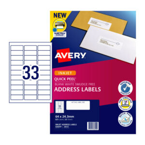 Label J8157 33Up 64X24.3 Pack of 25