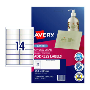 Laser Label Clear L7563 14Up Pack of 25