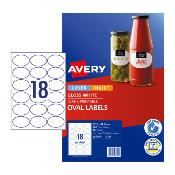 Label Oval L7102 18Up Pack of 10