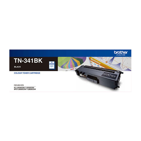 TN-341BK Colour Laser-Standard Yield Black Toner to suit HL-L8250CDN/8350CDW MFC-L8600CDW/L8850CDW - 2500 Pages