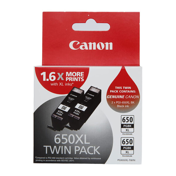 PGI650XL Black Ink Twin Pack - 500 A4 pages each