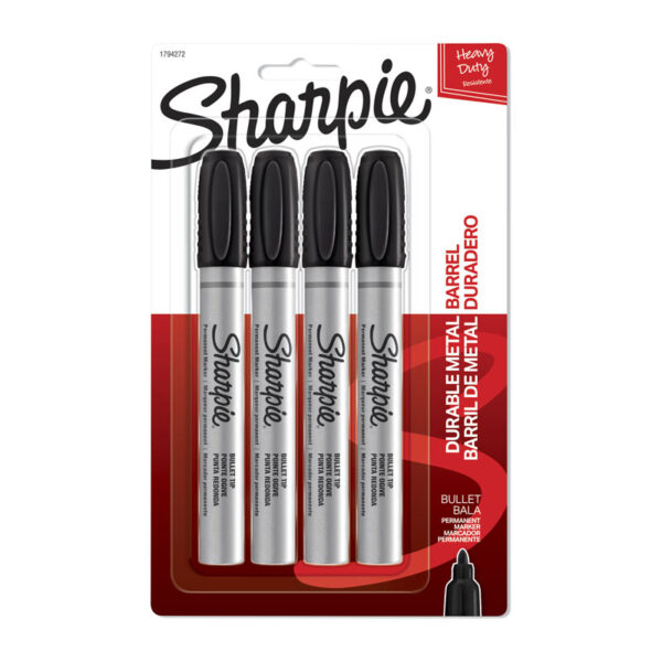 Met Permanent Marker  Tip Black Pack 4