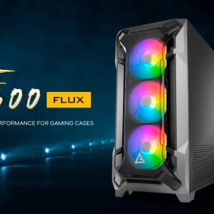 DF600 FLUX High Airflow  ATX  Tempered Glass with 3x ARGB Fants in Front  1x Rear  1x PSU Shell (Reverse Fan blade) Gaming Case