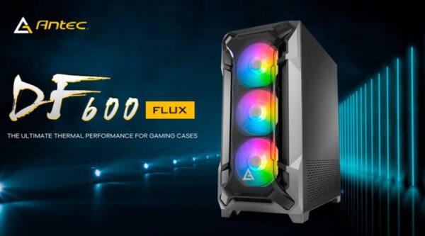 DF600 FLUX High Airflow  ATX  Tempered Glass with 3x ARGB Fants in Front  1x Rear  1x PSU Shell (Reverse Fan blade) Gaming Case