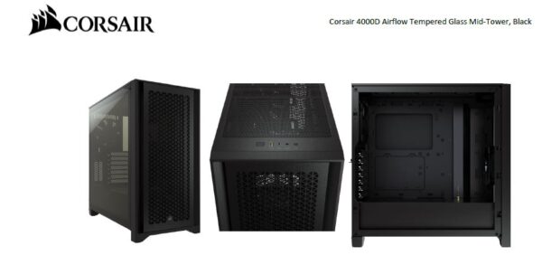 Carbide Series 4000D Airflow ATX Tempered Glass Black  2x 120mm Fans pre-installed. USB 3.0 x 2  Audio I/O. Case NDA Sept 16