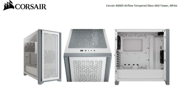 Carbide Series 4000D Airflow ATX Tempered Glass White  2x 120mm Fans pre-installed. USB 3.0 x 2  Audio I/O. Case NDA Sep 16