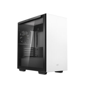 MACUBE 110 White Minimalistic Micro-ATX Case  Magnetic Tempered Glass Panel  Removable Drive Cage  Adjustable GPU Holder  1xPreinstalled Fan