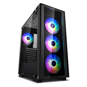 MATREXX 50 ADD-RGB 4F LD Mid-Tower Case  Supports E-ATX MC  Tempered Glass  PSU Shroud  4 Preinstalled ARGB Fans