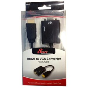 HDMI 19-pin to VGA 15-pin Male to Female Converter without Power Adapter plus 3.5mm Stereo Audio Out