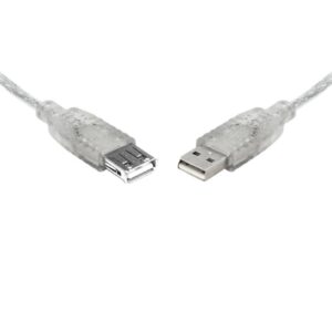 USB 2.0 Extension Cable 25cm A to A Male to Female Transparent Metal Sheath Cable