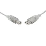 USB 2.0 Cable 0.5m (50cm) A to B Transparent Metal Sheath UL Approved