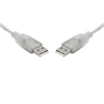 USB 2.0 Cable 2m A to A Male to Male Transparent