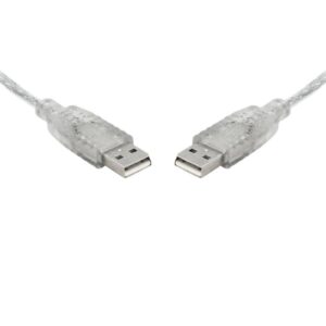 USB 2.0 Cable 2m A to A Male to Male Transparent