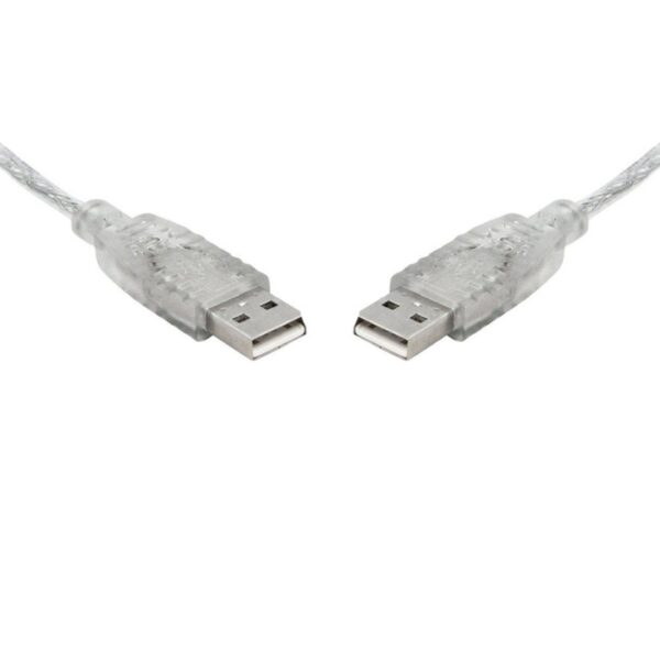 USB 2.0 Cable 2m A to A Male to Male Transparent