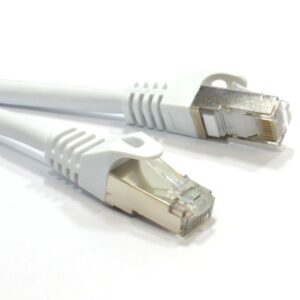 CAT6A Shielded Cable 1m Grey/White Color 10GbE RJ45 Ethernet Network LAN S/FTP LSZH Cord 26AWG PVC Jacket