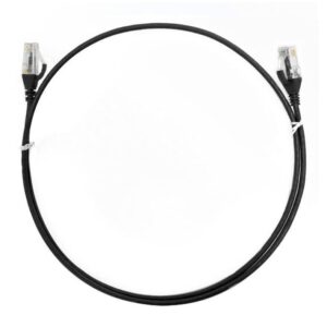 CAT6 Ultra Thin Slim Cable 2m / 200cm - Black Color Premium RJ45 Ethernet Network LAN UTP Patch Cord 26AWG for Data Only  not PoE