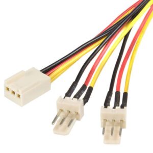 Fan Power Cable 20cm - 2x3pin Male to 3 pins Female - for Computer PC Cooler Extension Connectors Black Sleeved