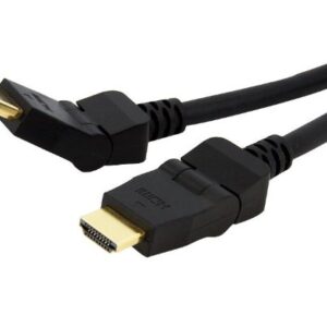 HDMI Cable 2m - v1.4 19 pins Type A Male to Male 180 Degree Swivel Type 30AWG Gold Plated Nylon sleeve RoHS CBAT-HDMI-MM-2 CBHDMI-2MHS