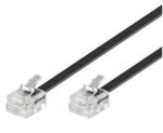 Telephone 2m extension cable 6p4c Plug/Plug  with 2xRJ11 6P4c Plugs  Black PVC Jacket.-RoHS W2492ACB