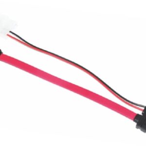 Slim SATA Cable 50cm + 10cm 6 pins + 7 pins to 4 pins + 7 pins Red Colour