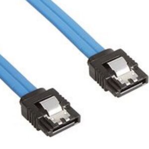 SATA 3.0 Data Cable 30cm Male to Male Straight 180 to 180 Degree with Metal Lock 26AWG Blue CB8W-FC-5080